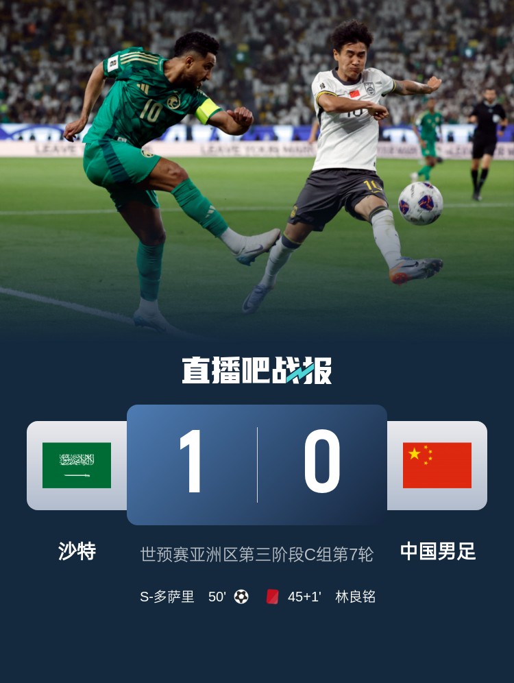 1-0小勝國(guó)足終結(jié)沙特在18強(qiáng)賽191天的進(jìn)球荒，上次進(jìn)球也是戰(zhàn)國(guó)足